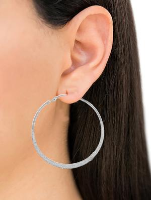 silver metal hoop earring - 16525890 - Standard Image - 4