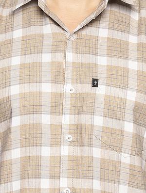 beige checkered casual shirt - 16527496 - Standard Image - 4