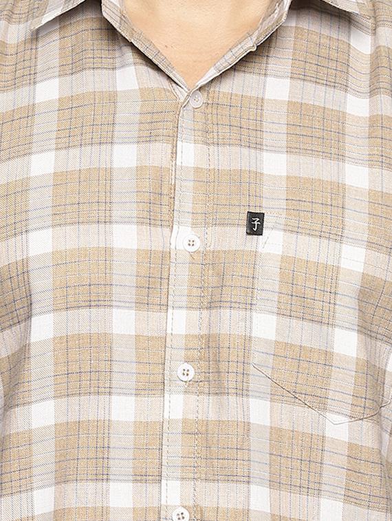 beige checkered casual shirt - 16527496 - Zoom Image - 4