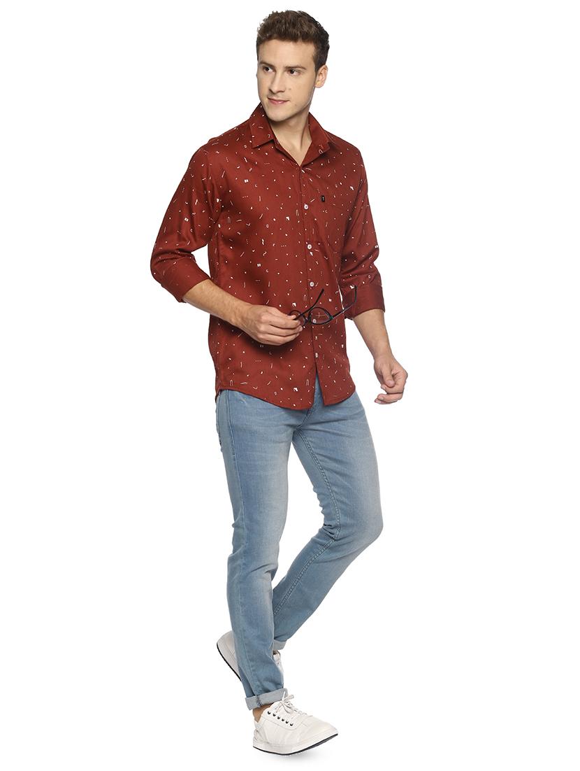 brown printed casual shirt - 16527660 - Zoom Image - 4