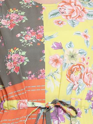 drawstring waist floral a-line dress - 16527667 - Standard Image - 4