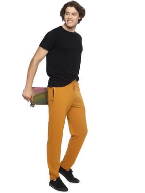 mustard solid full length track pant - 16527694 - Standard Image - 4