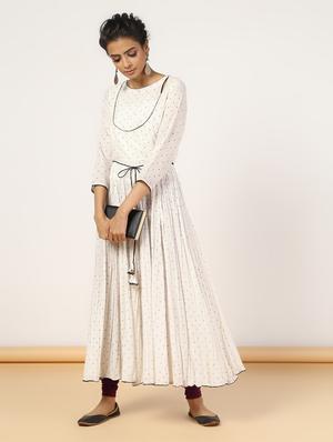 polka dots flared kurta - 16528196 - Standard Image - 4