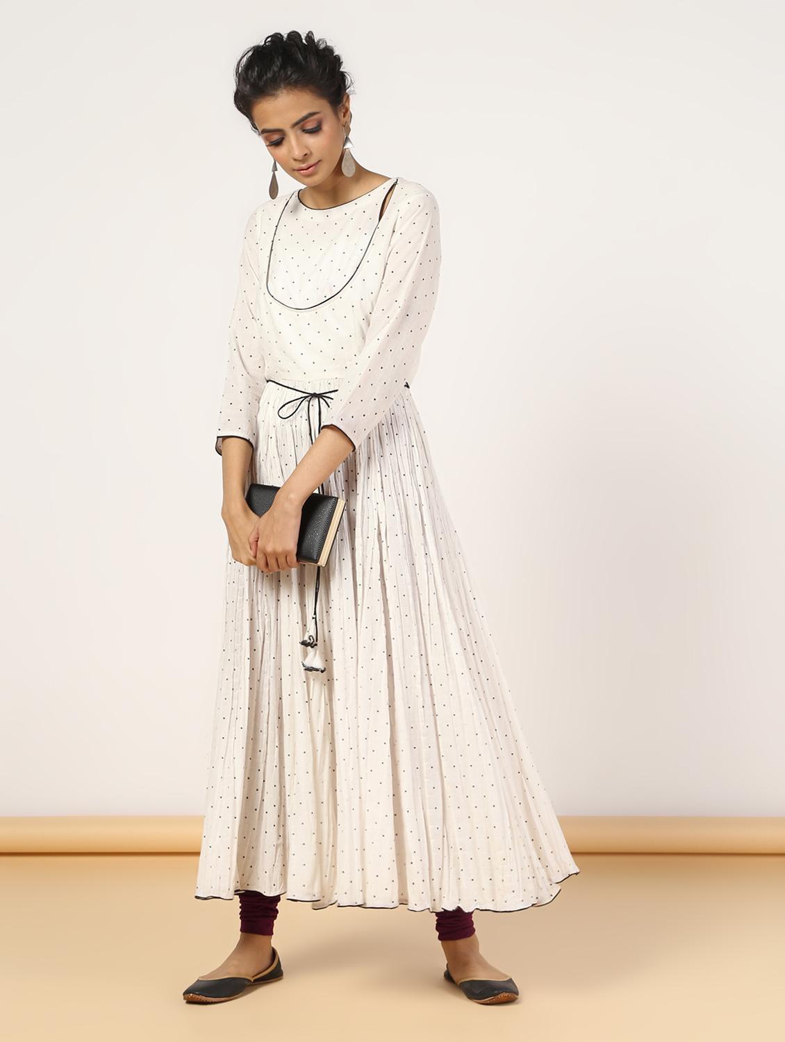 polka dots flared kurta - 16528196 - Zoom Image - 4