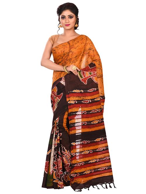 tant handloom saree with blouse - 16528324 - Standard Image - 1