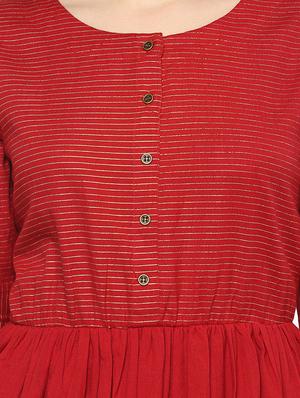 foil printed khadi a-line kurta - 16528431 - Standard Image - 4