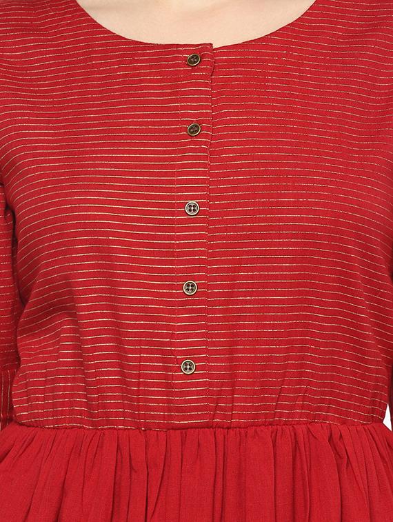 foil printed khadi a-line kurta - 16528431 - Zoom Image - 4