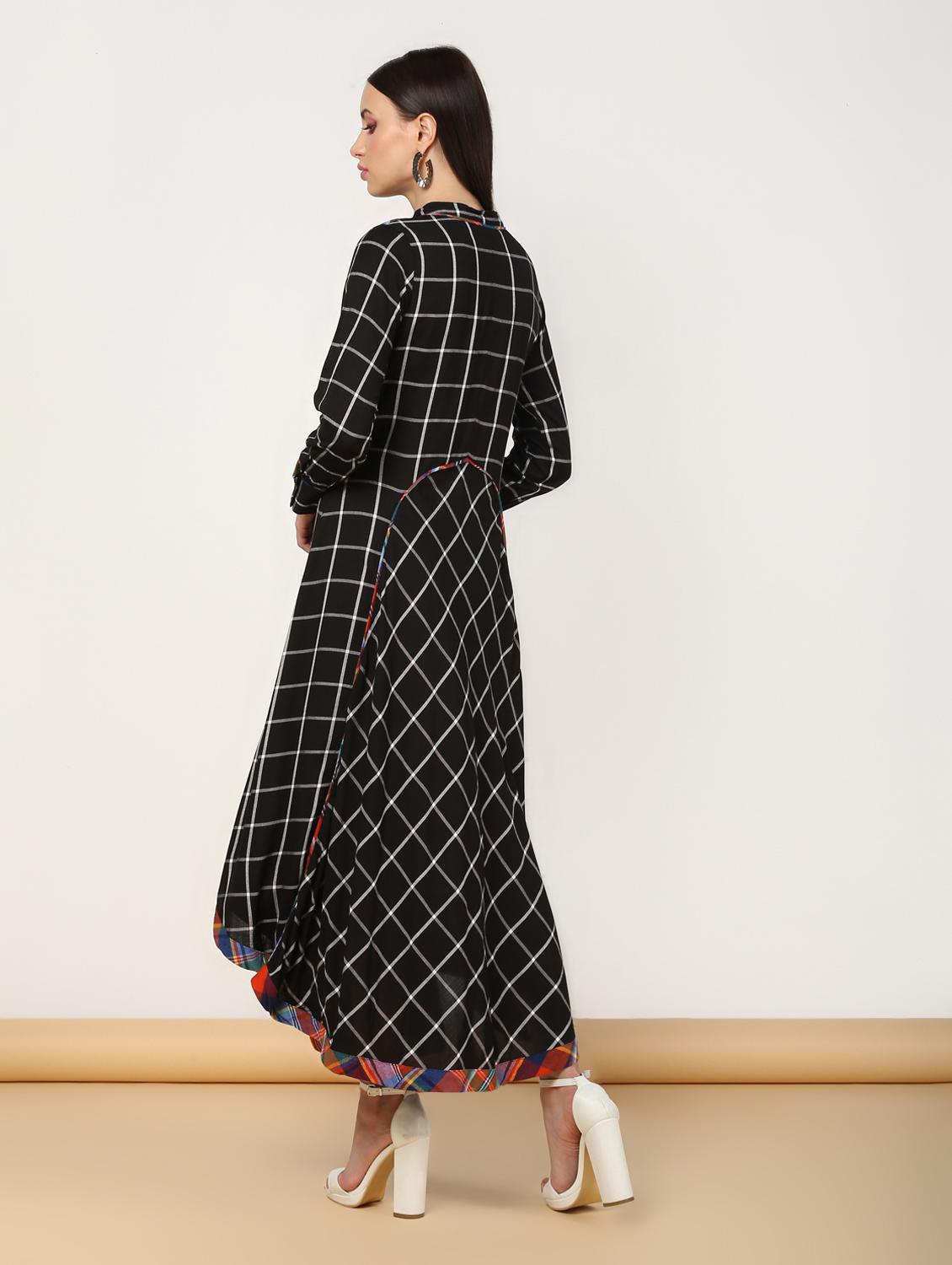 checkered asymmetric flared ethnic dress - 16528487 - Zoom Image - 4