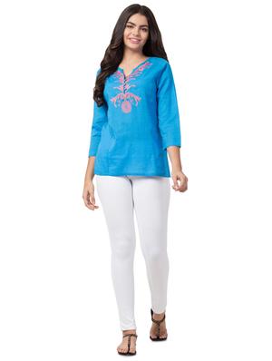 embroidered detail notch neck tunic - 16529832 - Standard Image - 4
