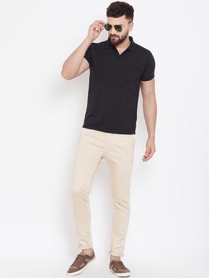 beige solid chinos - 16530046 - Standard Image - 4