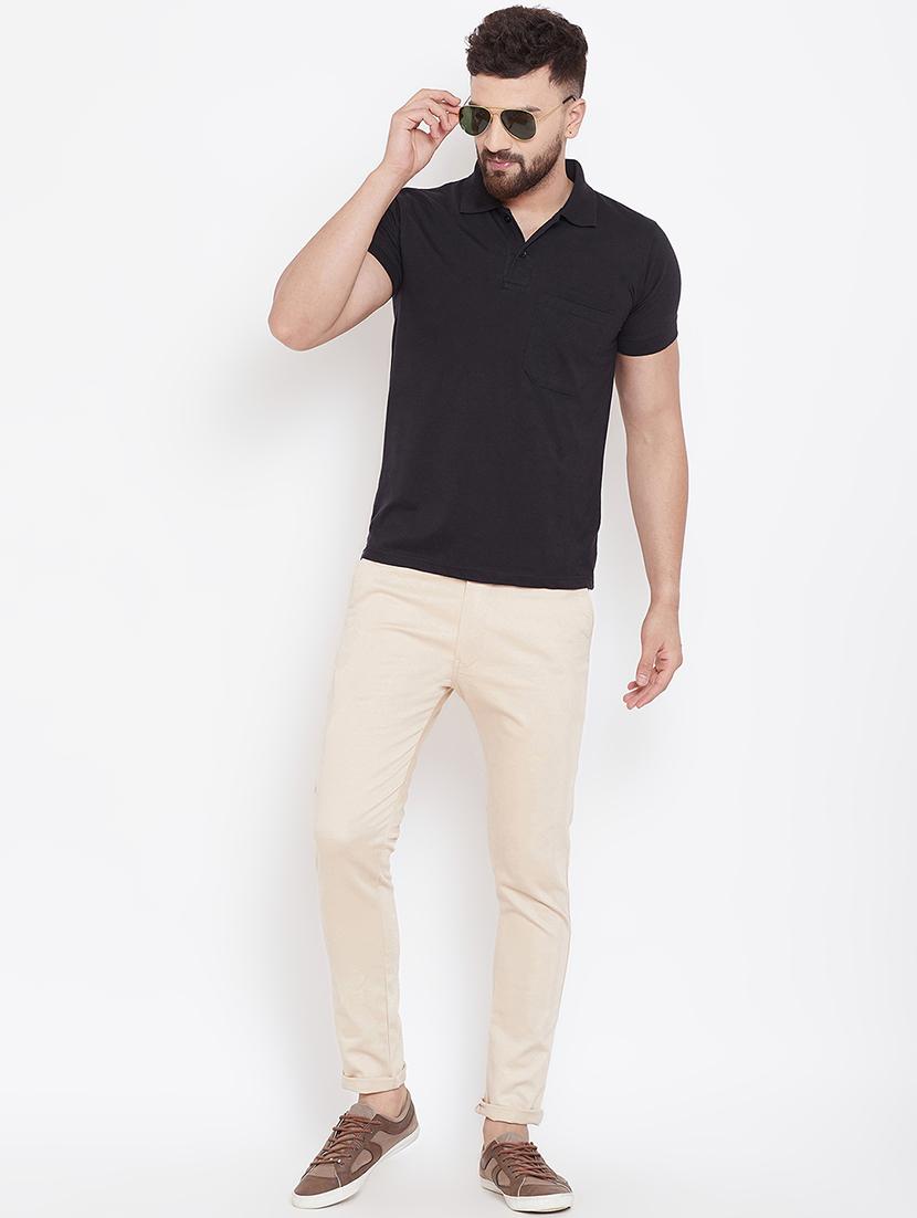 beige solid chinos - 16530046 - Zoom Image - 4