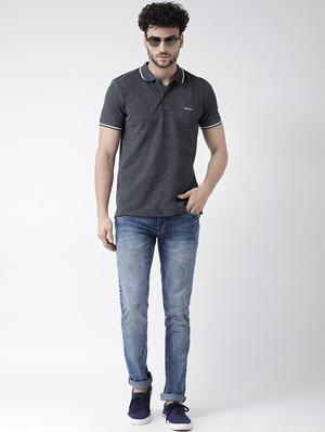 grey solid polo t-shirt - 16530825 - Standard Image - 4