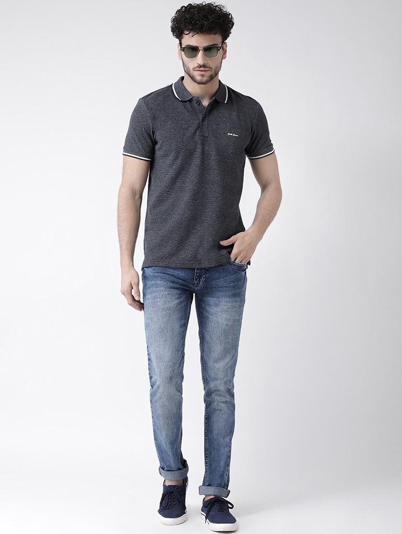 grey solid polo t-shirt - 16530825 - Zoom Image - 4