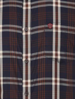 navy blue checkered casual shirt - 16531112 - Standard Image - 4