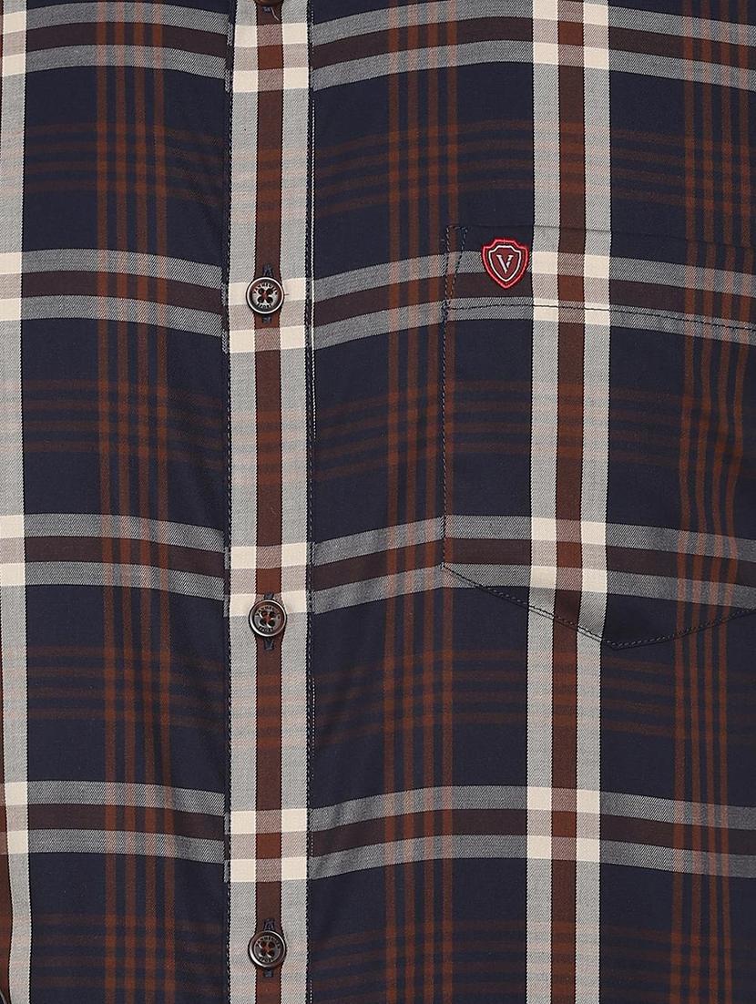 navy blue checkered casual shirt - 16531112 - Zoom Image - 4