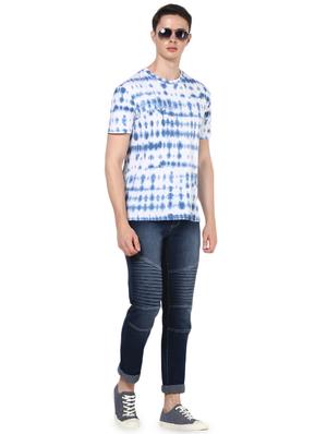 dark blue light washed biker denim jeans - 16531214 - Standard Image - 4