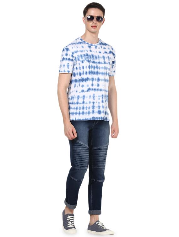 dark blue light washed biker denim jeans - 16531214 - Zoom Image - 4