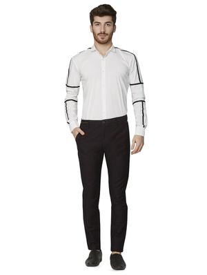 maroon textured flat front casual trouser - 16532464 - Standard Image - 4