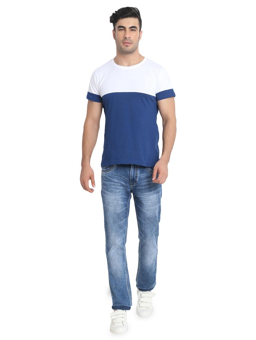 blue cotton blend washed jeans - 16533991 - Zoom Image - 4