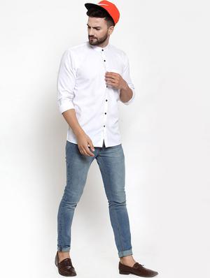 white solid casual shirt - 16534062 - Standard Image - 4