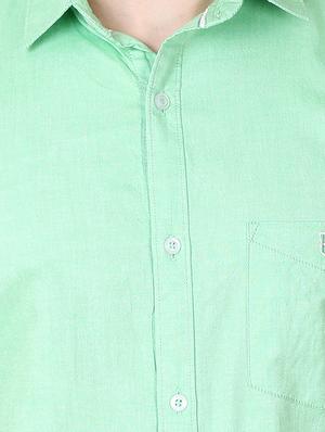 green solid casual shirt - 16534210 - Standard Image - 4