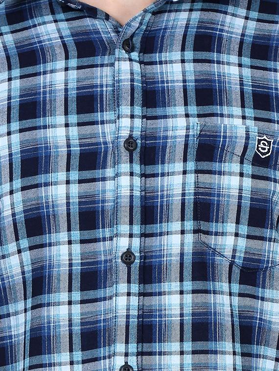 blue checkered casual shirt - 16534225 - Zoom Image - 4