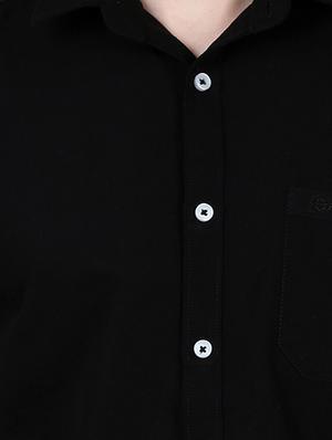 black solid casual shirt - 16534235 - Standard Image - 4