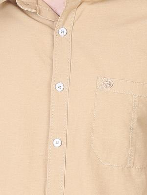 beige solid casual shirt - 16534236 - Standard Image - 4