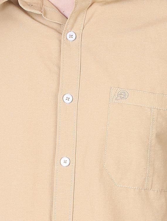 beige solid casual shirt - 16534236 - Zoom Image - 4