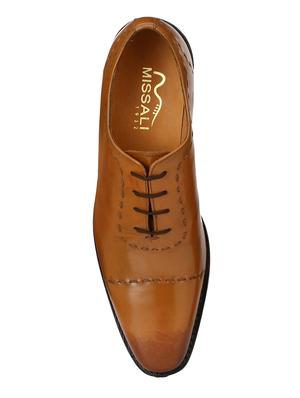 missali shoes tan leather lace-up oxfords - 16535773 - Standard Image - 4