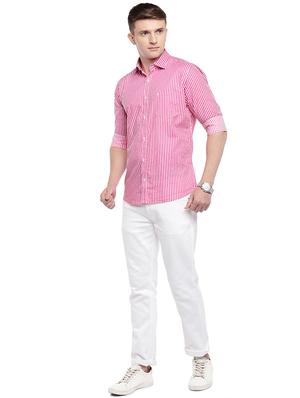 pink striped casual shirt - 16536221 - Standard Image - 4