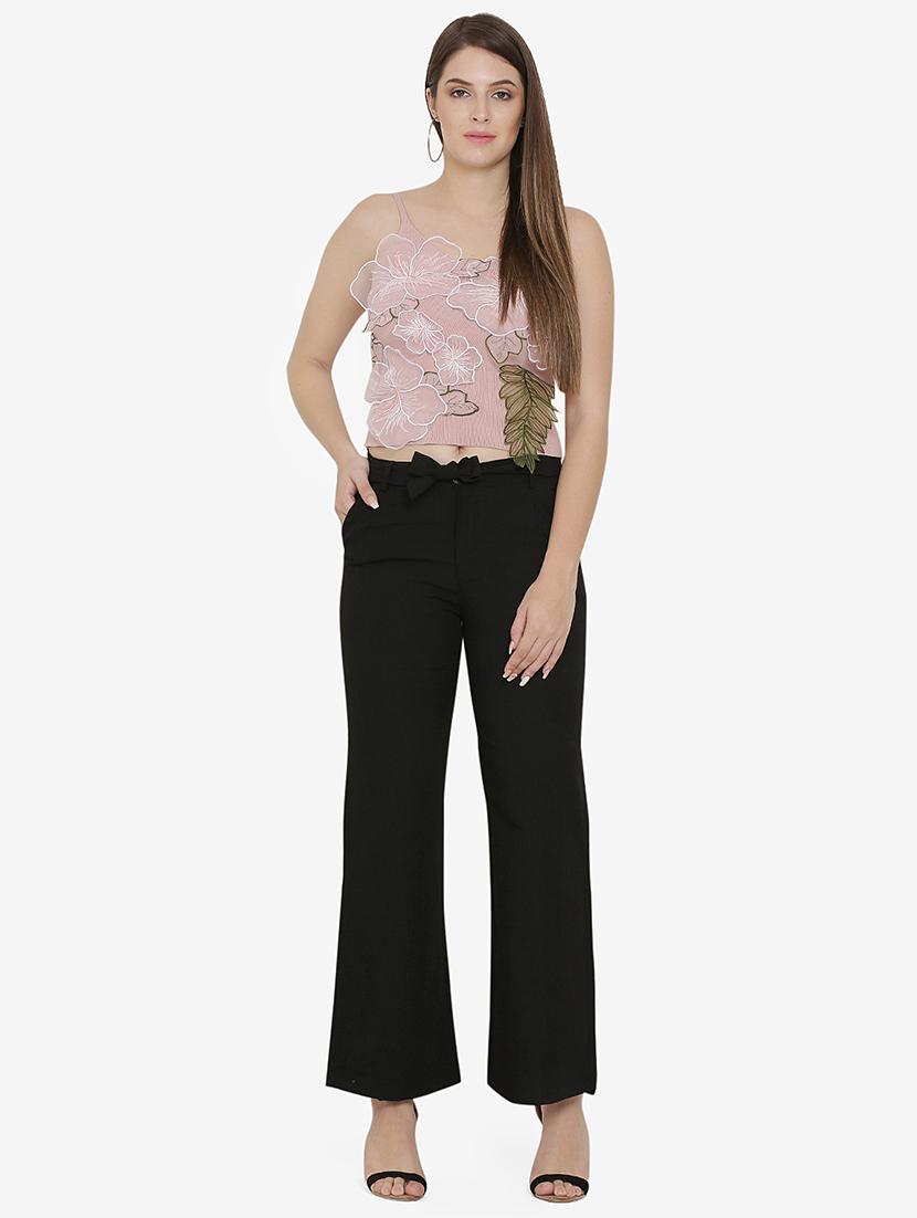 tie up waist solid wide leg trouser - 16536412 - Zoom Image - 4