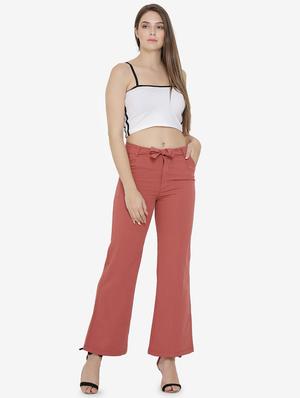 tie up waist solid wide leg trouser - 16536413 - Standard Image - 4