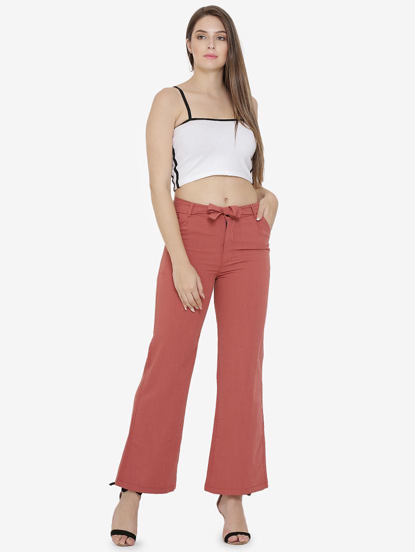 tie up waist solid wide leg trouser - 16536413 - Zoom Image - 4