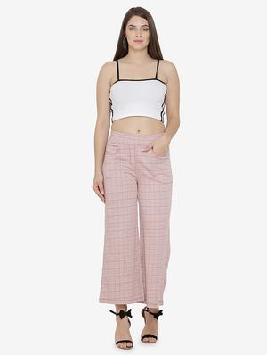high rise pocket detail checkered trouser - 16536415 - Standard Image - 4