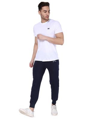 navy blue solid joggers - 16536417 - Standard Image - 4