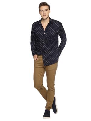 navy blue printed casual shirt - 16538256 - Standard Image - 4