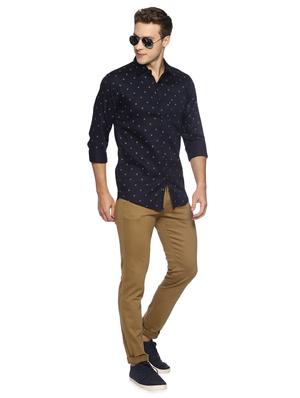navy blue printed casual shirt - 16538259 - Standard Image - 4