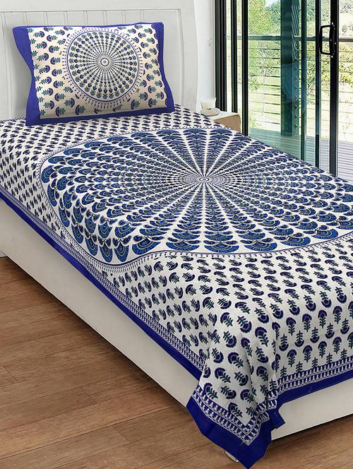 cotton single bed bedsheets with 1 pillow cover - 16539605 - Standard Image - 1