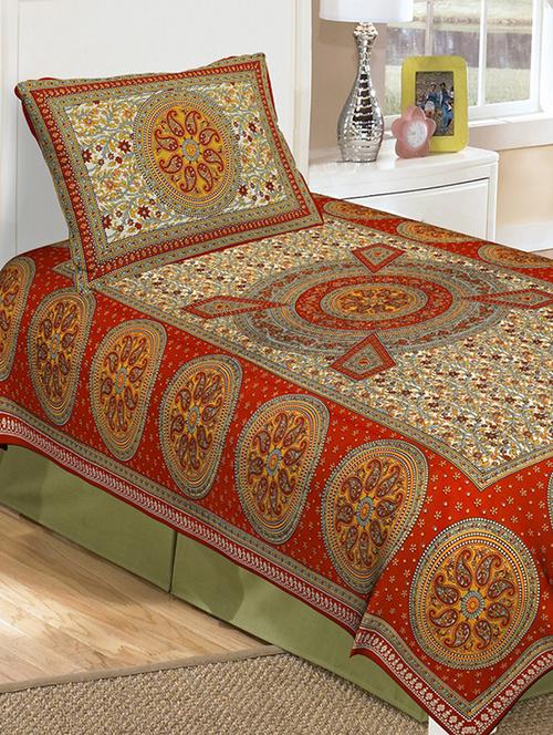 cotton printed single bed bedsheets with 1 pillow cover - 16539651 - Standard Image - 1