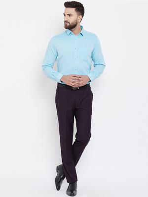 blue solid formal shirt - 16539728 - Standard Image - 4
