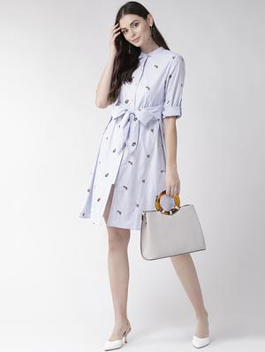 tie front striped a-line dress - 16542517 - Standard Image - 4