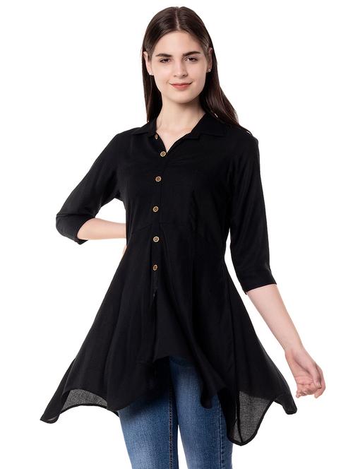 shirt collar flared tunic - 16542560 - Standard Image - 1