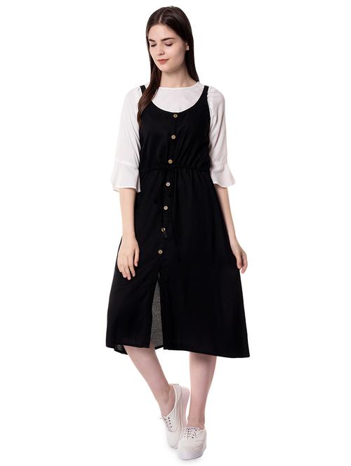 button up a-line dress with solid top - 16542582 - Standard Image - 1
