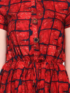 drawstring waist abstract a-line dress - 16544485 - Standard Image - 4