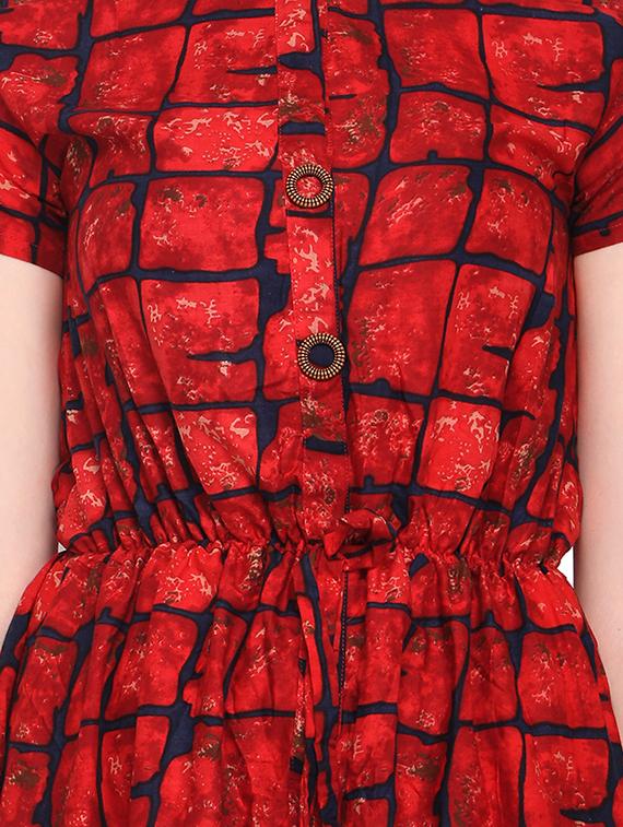 drawstring waist abstract a-line dress - 16544485 - Zoom Image - 4