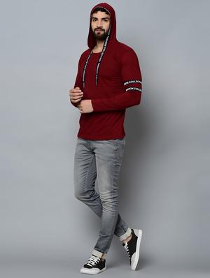 maroon taped hooded t-shirt - 16544821 - Standard Image - 4