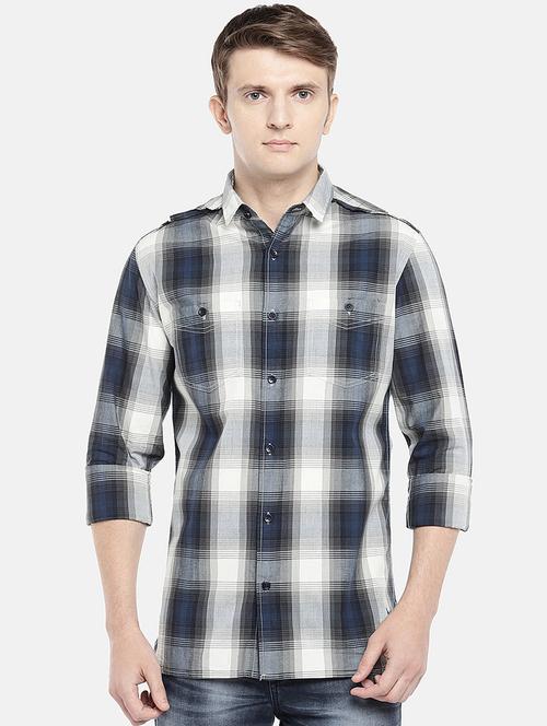 grey checkered casual shirt - 16544917 - Standard Image - 1