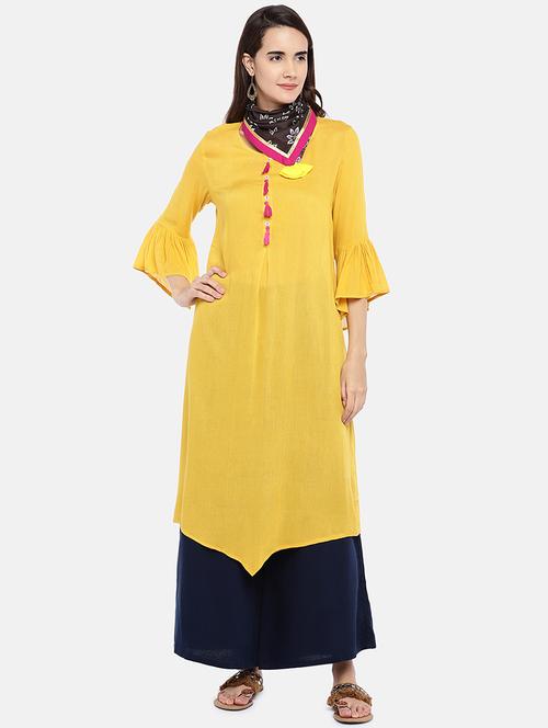 solid asymmetric kurta - 16545076 - Standard Image - 1