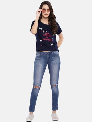 round neck quirky print boxy tee - 16545247 - Standard Image - 4
